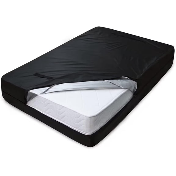 Mattress Bags for Moving and Storage, Heavy Duty Queen Mattress Bag with 4 Strong Handles, Waterproof Mattress Cover/Protector for Moving Queen Size, Reusable Thick Tarp, Black