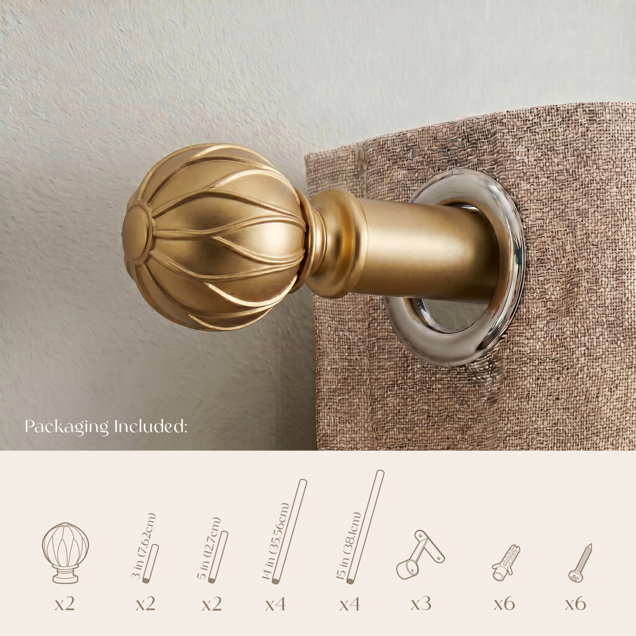 Dwell Studio, Cutomizable Curtain Rods, 3/4" Iron Material, 20 inch-120 inch Kit, Satin Brass