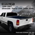 thumbnail image 3 of CROSSDESIGN Black Left Truck Bed Storage Box Fit for 1999-2007 Chevy Silverado & GMC Sierra 1500 2500 3500, 3 of 12