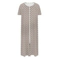 thumbnail image 4 of Sakmal Nightgowns Women Zip Up Sleep Dress with Pockets Brown Soft Crew Neck Short Sleeve Womens Nightgowns XXL, 4 of 7