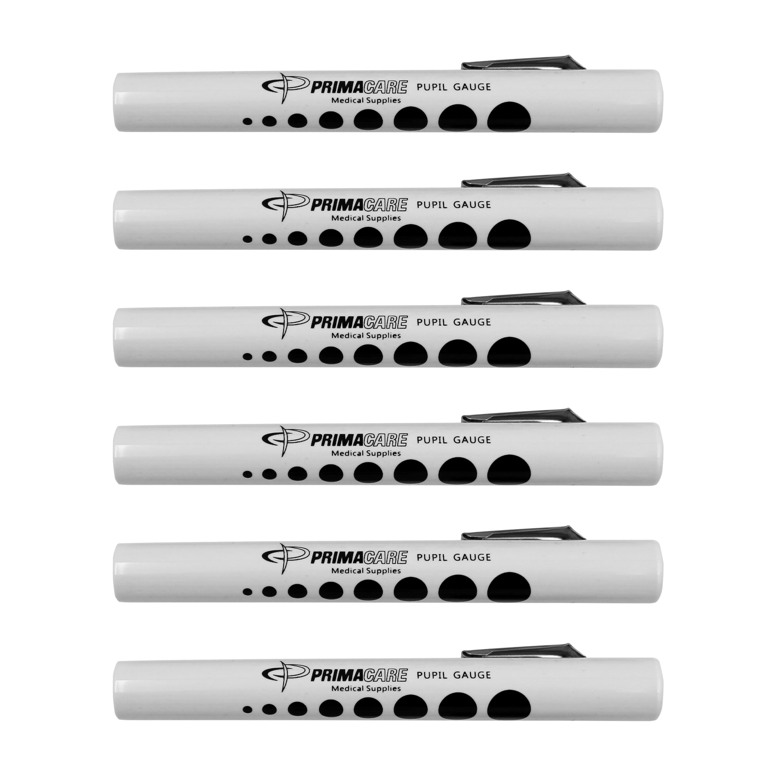Primacare DL-9223 Disposable Diagnostic Penlight With Pupil Gauge - 1/2' Diameter x 5' Length Medical Nurse Penlight (Pack of 6) - Batteries Included,White