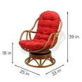 thumbnail image 2 of Set of 2 Bali Lounge Swivel Rocking Chairs with Burgundy Cushion and Pelangi Round Coffee Table Natural Rattan Wicker Handmade, Colonial, 2 of 7