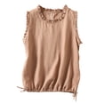 thumbnail image 3 of ZyeKqe Tank Tops for Women Sleeveless Shirts Dressy Casual Ruffle Blouses Drawstring Hem Loose Fitting Summer Top, 3 of 8