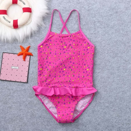 Iuhan Kids Girls Ruffles Star Print Summer Swimwear Swimsuit Vest Romper Jumpsuits