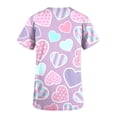 thumbnail image 4 of TIMIFIS Hauts de Sarrau d'Infirmière pour Femmes, Saint-Valentin, Uniforme de Travail, Manches Courtes, Col en V, Blouse T-shirt de Tenue de Travail avec Poches - Imprimé Violet, 4 of 5