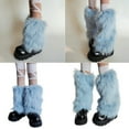 thumbnail image 2 of GRABLOOM Women's Plush Blue Leg Warmers for Daily Wear and Festival Occasion Furry Fuzzy Boot Toppers Gaiters Footless Socks, 2 of 8