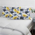 thumbnail image 4 of Blue Yellow Flower Queen Size Pillow Cover, Pillowcase Protectors with Zipper, Breathable Decorative Throw Pillow Case Cover, Retro Country French Daisy Floral Pillow Shams for Couch Sofa 20x30Inch, 4 of 8