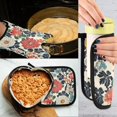 thumbnail image 5 of Yayeee Oven Mitts and Pot Holder Set of 2 Heat Resistant Kitchen Gloves Baking Hot Pad, Red Flowers Pattern, 5 of 5