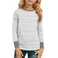 thumbnail image 2 of Swuxness Boys Long Sleeve Round-Neck Blouses Casual Shirts Stripe Printed Casual Top for Kids, 2 of 5
