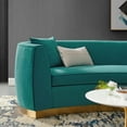 thumbnail image 6 of Modway Resolute Curved Performance Velvet Stainless Steel Sofa in Teal, 6 of 6