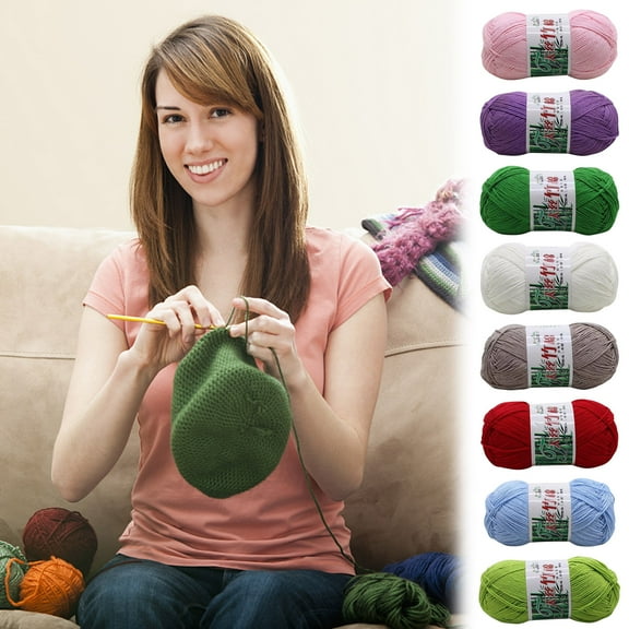 AYktou Yarn for Crocheting - Soft Bamboos Cotton Yarn,Rayon Derived from Bamboos,Cotton Wool Ball Fiber Thread Charcoal Cotton Skin Care Cotton Close Hand Knit Milk Cotton Babies Line