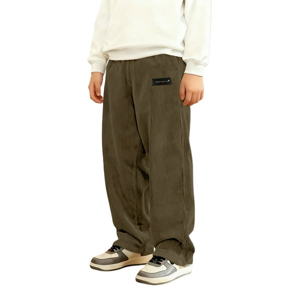 TBWNWG Classic Straight Leg Corduroy Trousers for Boys Soft Comfortable Kids Casual Playwear Everyday School Pants,Sizes 7-8 Years