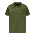 thumbnail image 2 of WREESH Men's Casual Button Down Shirts Loose Fitting Short Sleeve Solid Color Shirts for Men's Everyday Wear Olive Green, 2 of 5