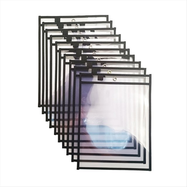 10 Fundas de Bolsillo de Borrado en Seco, Reutilizables, de Gran Tamaño, para Porta Billetes de Borrado en Seco, Bolsillos Transparentes Borrables, 10 X 13 Pulgadas