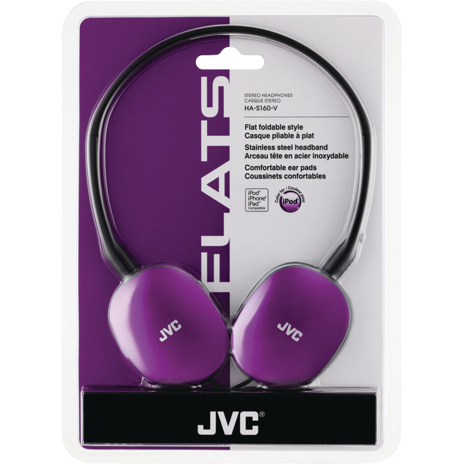 JVC HAS160V Flat Headphones (Violet) - image 2 of 2