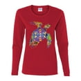 thumbnail image 2 of Colorful Rainbow Rabbit Animal Lover Womens Graphic Long Sleeve T-Shirt, Red, 2XL, 2 of 3