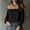 Black, variant on Shirts for Women Off Shoulder Puff Long Sleeve Drawstring Ruched Shirt Fall Winter Casual Solid Loose Comfy Pullover Top