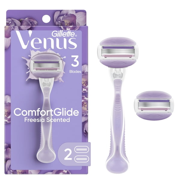Gillette Venus ComfortGlide Freesia - Maquinilla de afeitar para mujer, 1 mango + 2 recambios