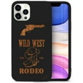 thumbnail image 1 of Case Yard Wooden Case for iPhone-12-Pro-Max Soft TPU Silicone cover Slim Fit Shockproof Wood Protective Phone Cover for Girls Boys Men and Women Supports Wireless Charging Wild West Rodeo Design, 1 of 7