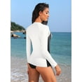 thumbnail image 2 of ANFERRY Womens Rash Guards Long Sleeve Full Zip Swim Top Color Block Outdoor Sun Protection Jacket, 2 of 7