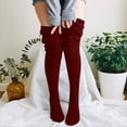 thumbnail image 2 of Over the Knee Cable Knit Socks for Women,Warm Long Boot Stockings with Thick Texture for Fall and Winter Fashion Wear Wine, 2 of 3