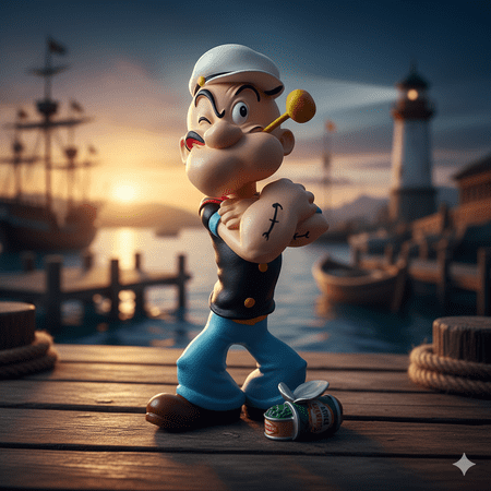 Spinach-Loving Sailor Man Bobblehead - 5-Inch Nautical Classic
