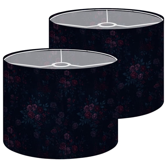 Lampshades 2 Pack Dark Floral Roses Leaves Navy 13"x13"x10" Light Shade for Table Lamps Floor Lamp Shades Lampshade Aesthetic Home Decor Replacement Easy Assembly