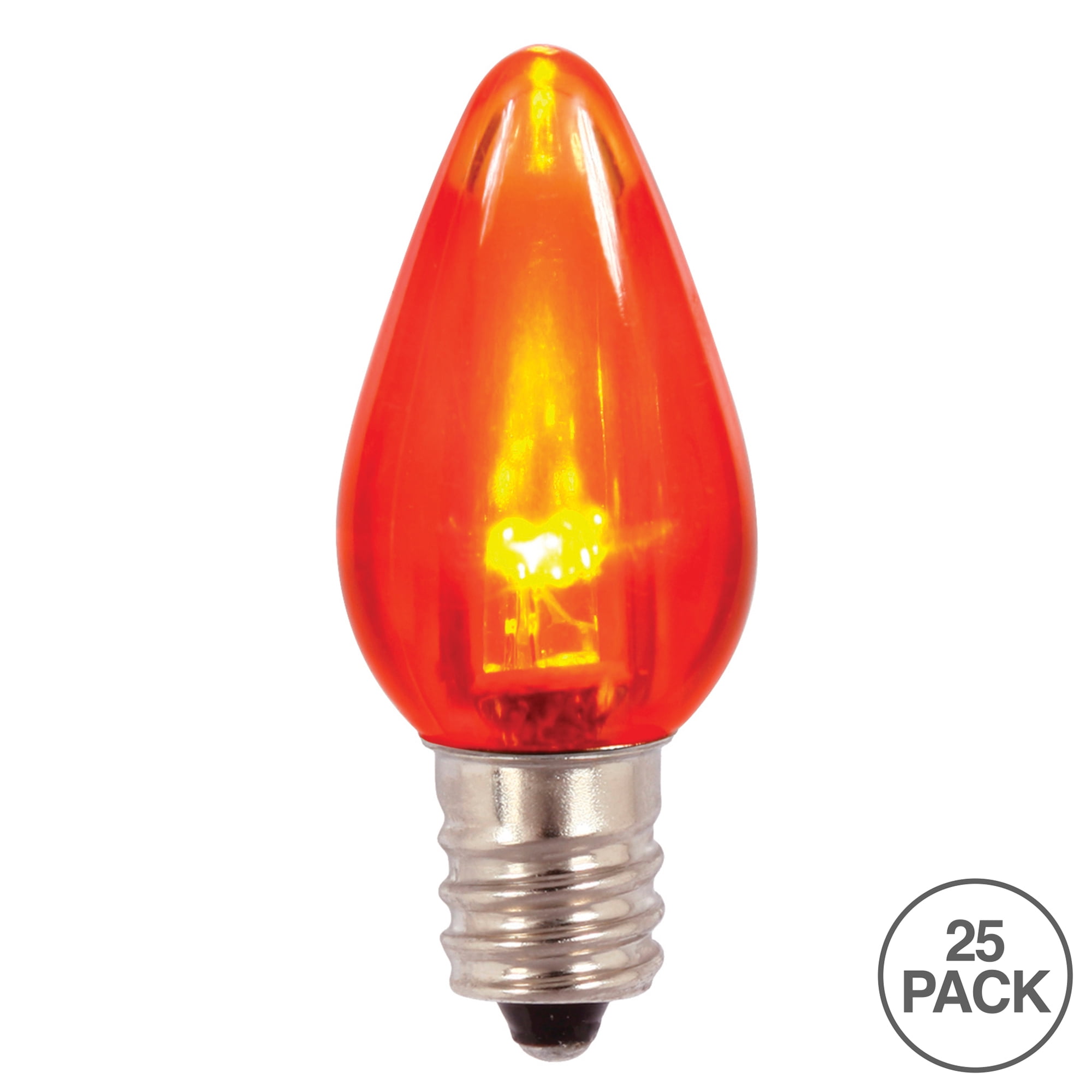 Vickerman C7 Transparent Plastic LED Orange Dimmable Bulb, E12 Nickel Base, 25 per bag