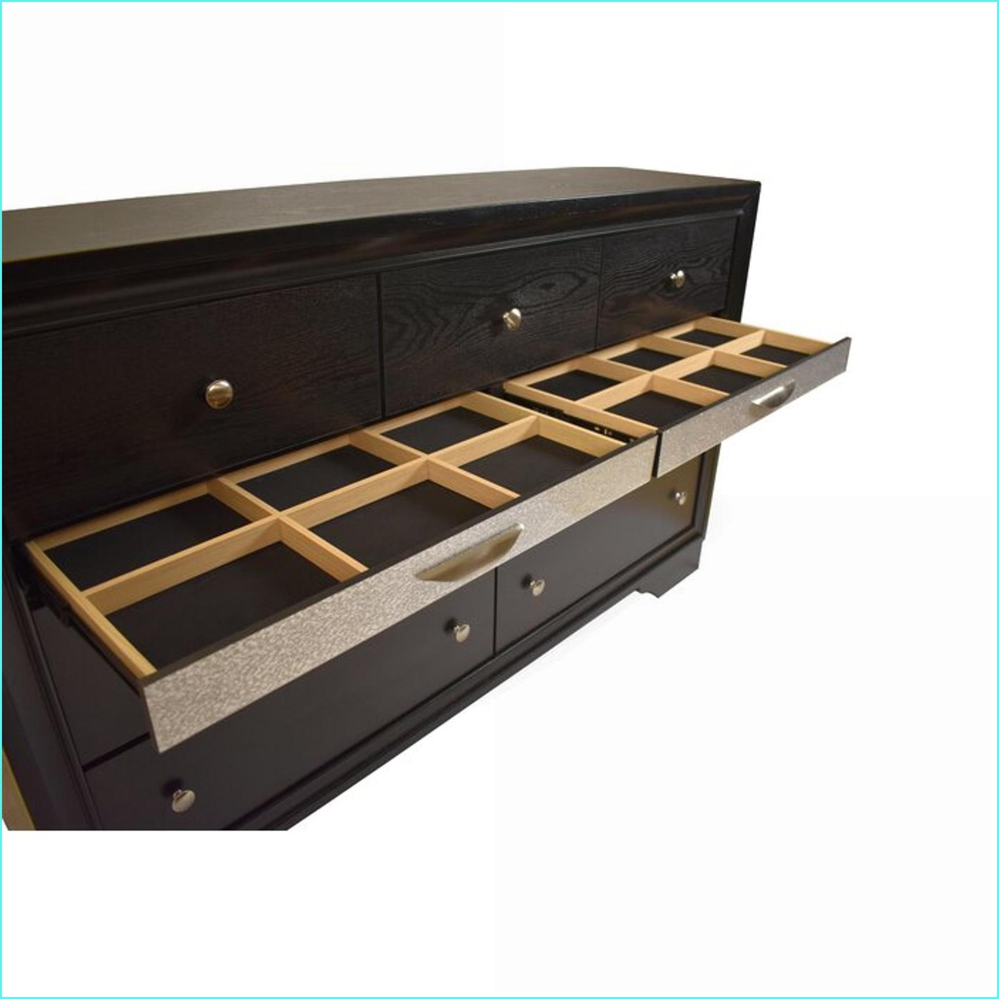 Bedroom Set for Master/Guest Room, Traditional Queen 4 PC Storage in Black Engineered Wood | Black | Wood