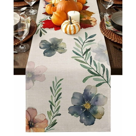 

Table Runner 70 Inches Long Fall Pumpkins Thanksgiving Harvest Rustic Flowers Leaves Cotton Linen Table Runners Non-Slip Durable Dresser Scarves for Table Party Dinner Holiday Home Decor 1 Pack