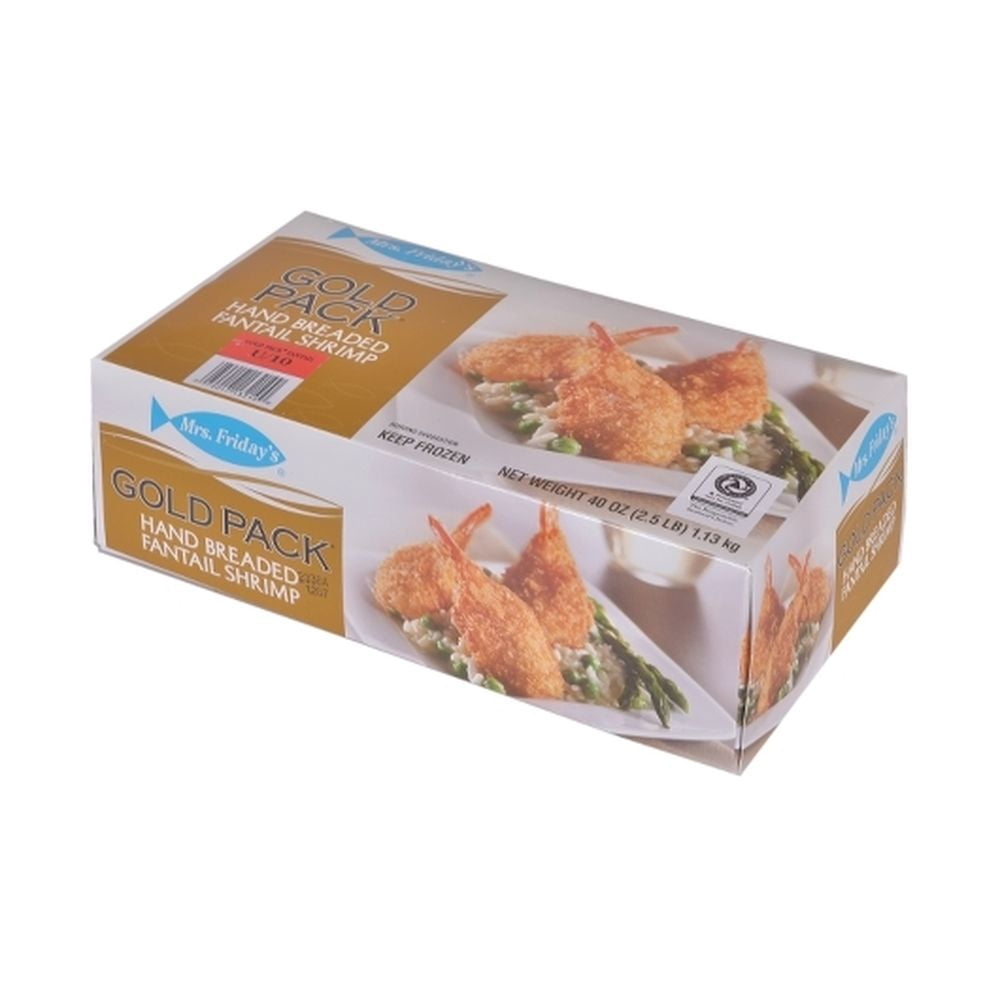 King and Prince Mrs.Fridays Breaded Fantail Shrimp - U/10, 2.5 Pound - 6 per case.
