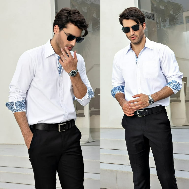 green emerald velvet dress Men's Cotton Black & White Plaid Contemporary Fit Spread Collar Wrinkle Free Dress Shirt, 17 / 32/33
