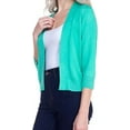 thumbnail image 2 of Cielo 1985 Women's Open Bolero Cardigan Sweater - cropped 3/4 sleeves lightweight - By The Simply Fashion green L, 2 of 6