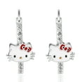 Sanrio Hello Kitty Girl's Enamel Rhodium Plated CZ Hoop Earrings