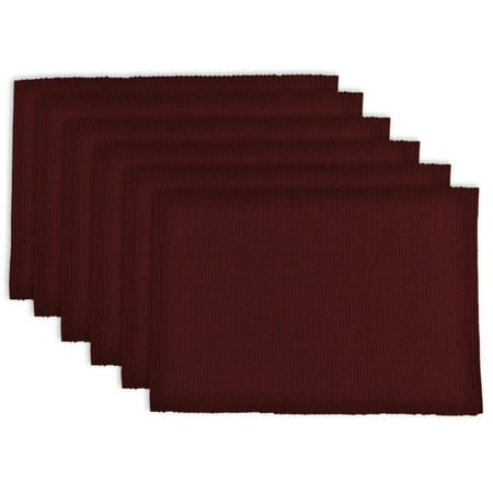 

CC Home Furnishings Set of 6 Wine Red Ribbed Placemats 19” x 13