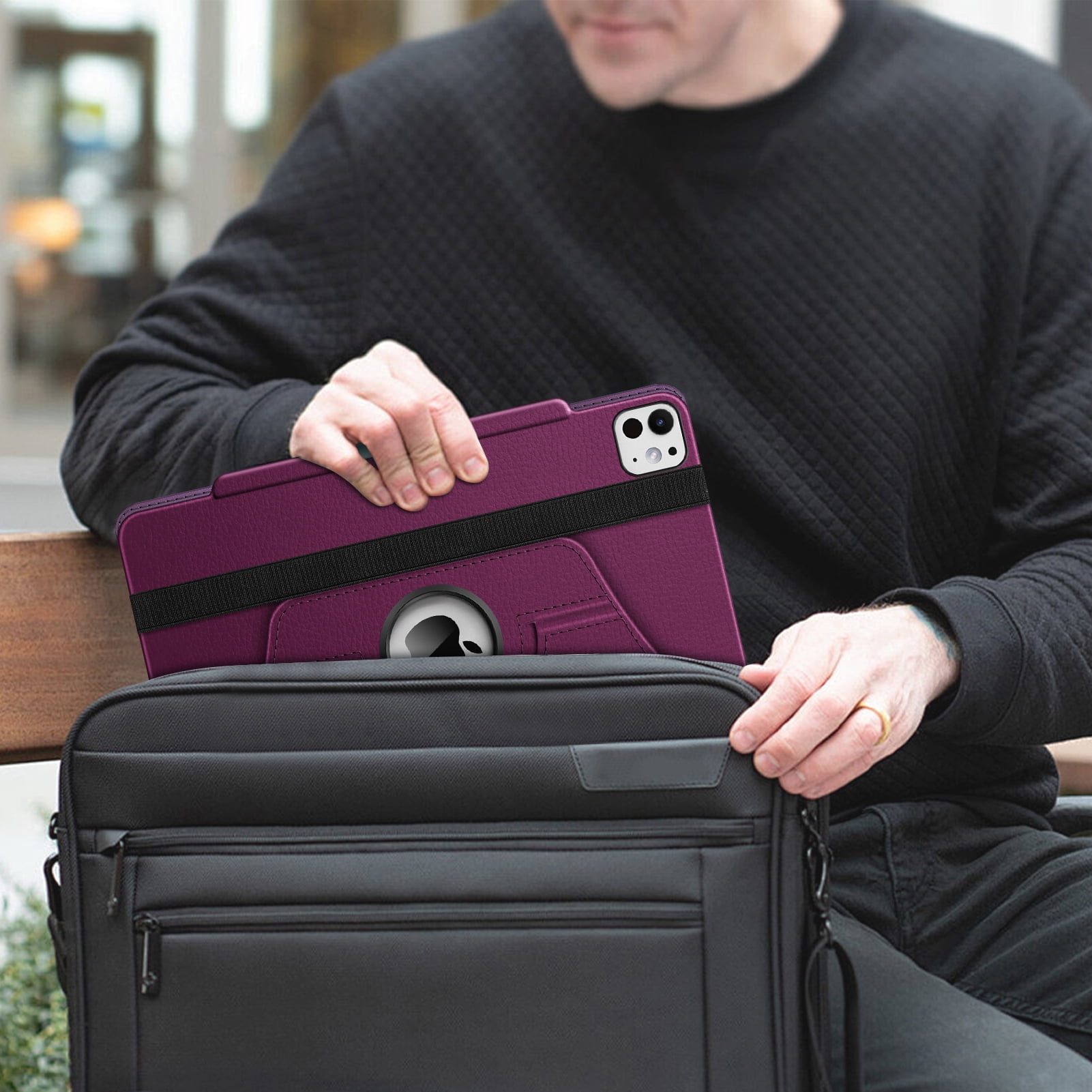 Fintie Rotating Case for iPad Pro 13-inch M4 Chip 2024 Release, 360 Degree Swiveling Protective Stand Cover with Pencil Holder, Purple