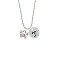 thumbnail image 2 of Delight Jewelry Filigree Curls Butterfly Silvertone Script Initial Disc - F - Charm Necklace, 20"+3", 2 of 4
