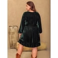thumbnail image 2 of Women's Plus Size Embroidered V Neck Long Sleeve Dress With Sheer Overlay And Stretch Fabric 95% Polyester 5% Elastane, 2 of 10