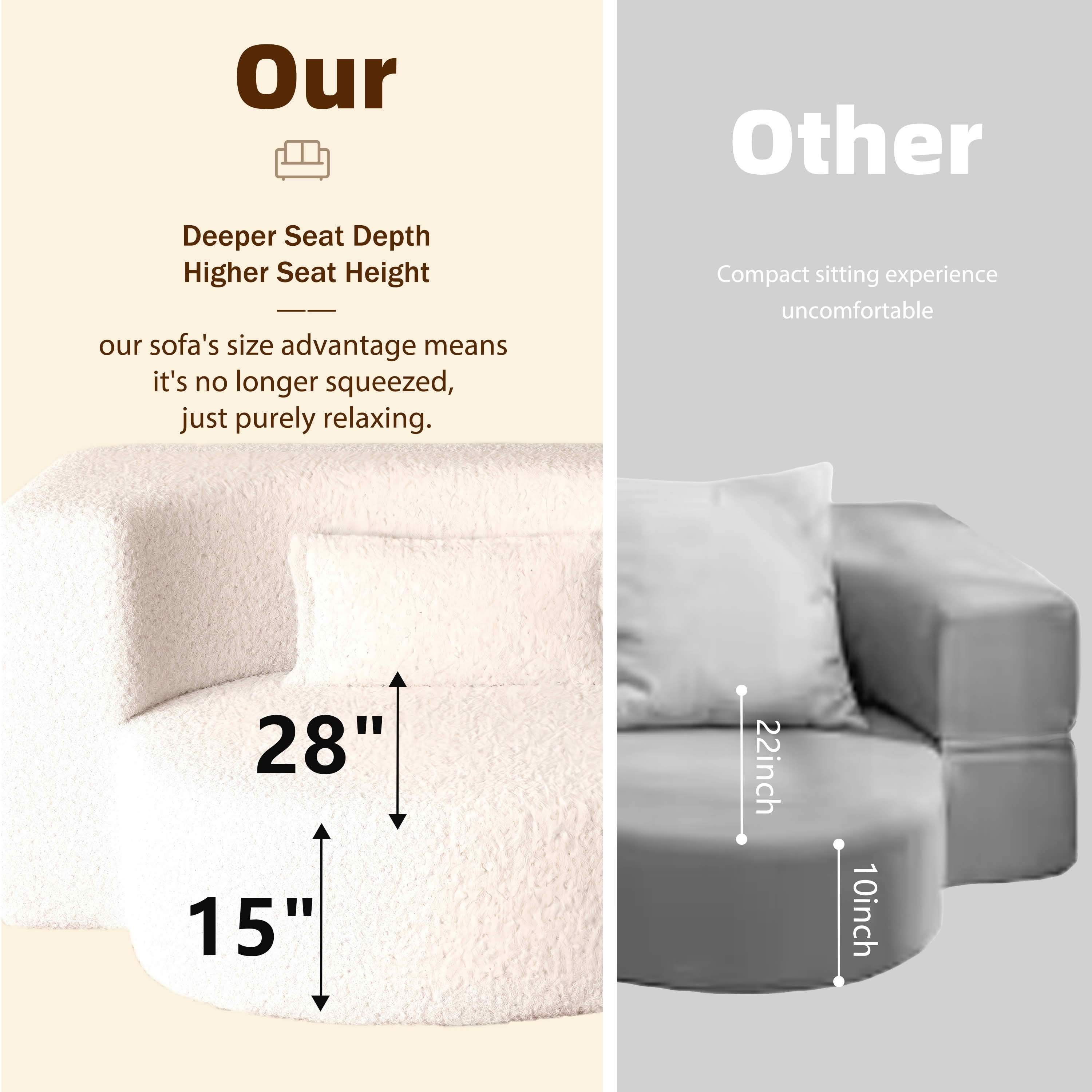 MAYEERTY Twin Sherpa Fleece Foldable Foam Floor Sofa Bed, Zero Assembly Vacuum Compressed Sleeper with 2 Pillows