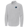 thumbnail image 2 of Men's Antigua Gray Memphis Grizzlies Porter Woven Long Sleeve Button-Down Shirt, 2 of 3