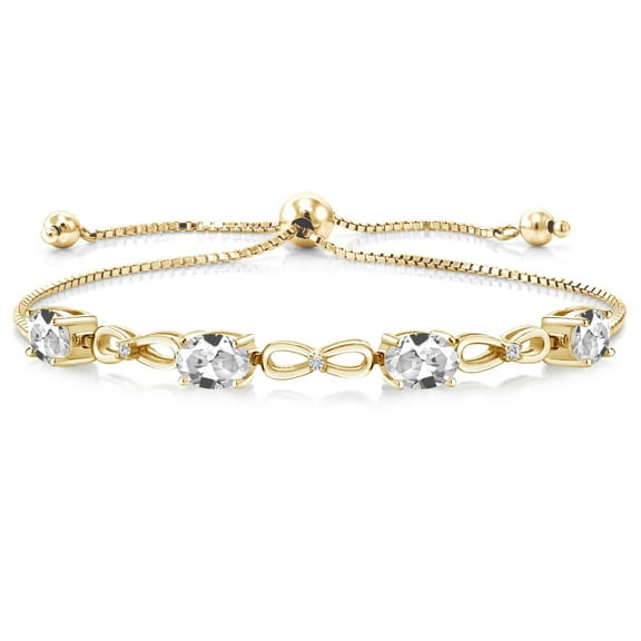 Gem Stone King 4.02 Ct White Created Sapphire E-F Lab Grown Diamond 18K Yellow Gold Plated Silver Bracelet for Women