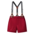 thumbnail image 6 of Wxirdiow Toddler Suits for Weddings Toddler Baby Boy Clothes Suit Gentleman Wedding Outfits Formal Dress Shirt with Bowtie + Suspender Shorts Wine Size,12-18 Months, 6 of 9