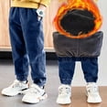thumbnail image 2 of YABCSAZ Boy's Jeans Pull-On Denim Joggers Elastic Waist Fleece Lined Pant Baby Casual Loose Warm Comfy Baggy Pocket Toddler Haren Jeans Kids Clothes Size 5 Years, 2 of 8