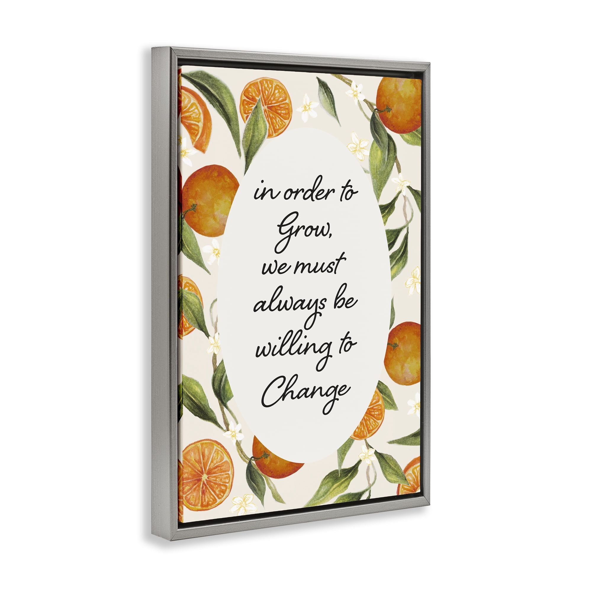 Stupell Industries Willing To Change Quote Gray Framed Floater Canvas Wall Art, design by Janice Gaynor