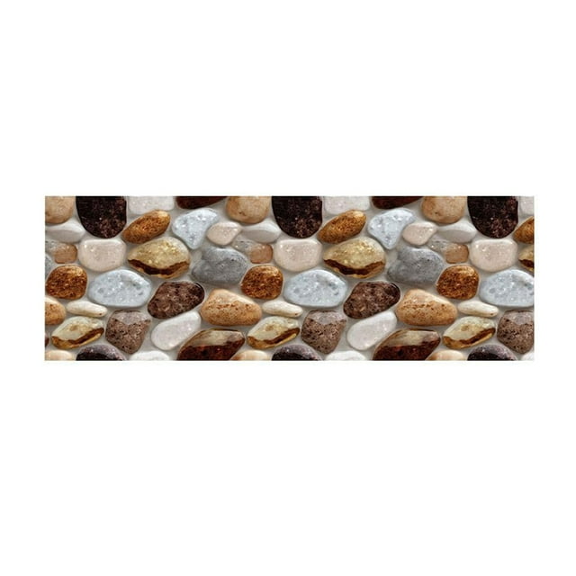 Corridor Stone Patterned Carpet with 3D Pebble Design Washable Floor Mat for Entrance Bathroom and Kitchen Use