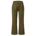 thumbnail image 6 of Women's Cotton Linen Straight Wide Leg Pants, Mid Elastic Waist Drawstring Casual Trousers, Pockets Solid Color Soft Lightweight Flowy, Business Casual Lounge Summer Beach,, 6 of 7