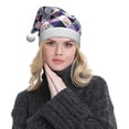 thumbnail image 5 of KLL Christmas Hats for Adults Plush Plaid Flamingo Print Santa Hat Xmas Fluffy Santa Claus Hat for Women Men, 5 of 6