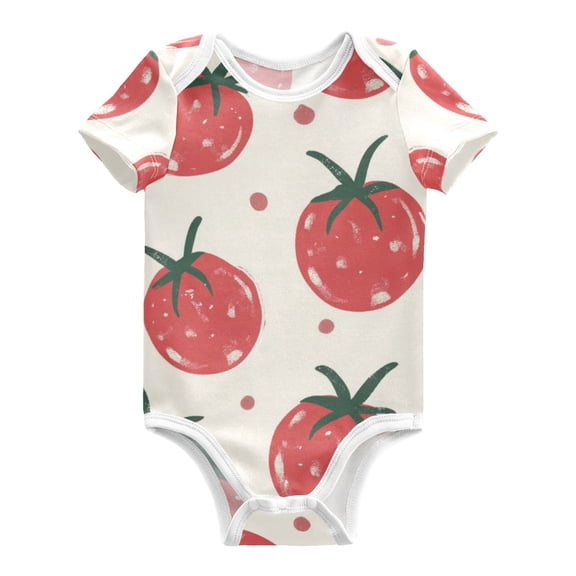 Cute Tomatoes Hand Drawn Cartoon Pure Cotton Bodysuit Short Sleeve Pajamas One-Piece Romper Unisex 3 Months