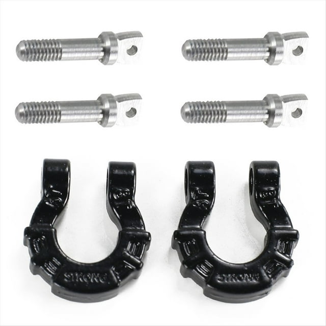 Hebilla de Rescate con Hebilla en Forma de U para Parachoques Delantero de Coche de Escalada Negra 1/81/10, Hebilla en Forma de U de Dos Colores Simulada + Tornillos