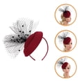 thumbnail image 2 of Miangastore Fascinator Hat For Women Claret Mesh Net Design 1Pcs 6.3X5.1X2.0In, 2 of 9